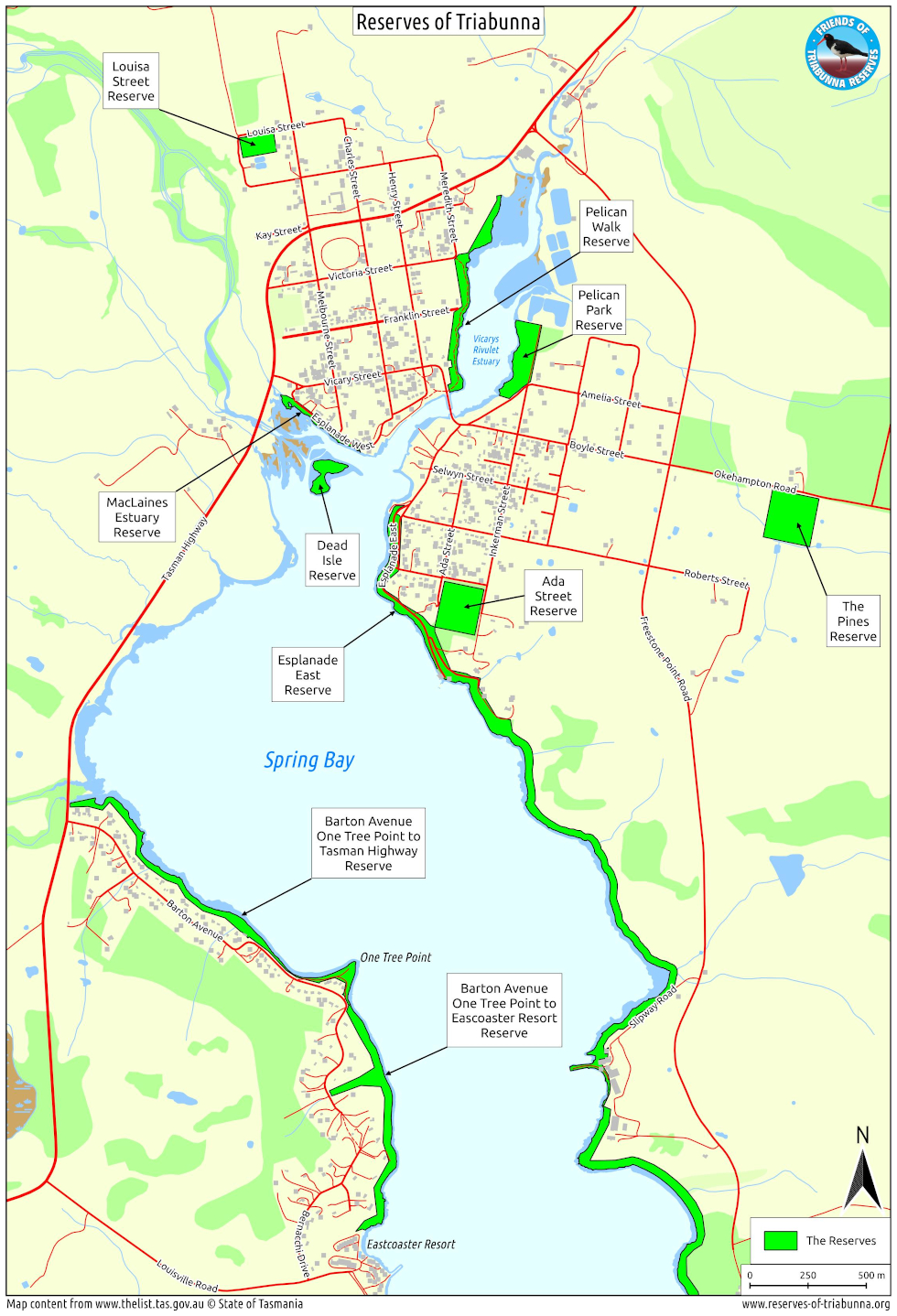 map of the Triabunna reserves